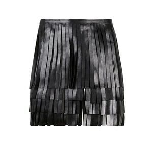 RTA Black Leather "Marcella" Fringe A Line Mini Skirt NWT SZ 6 $995 FARFETCH